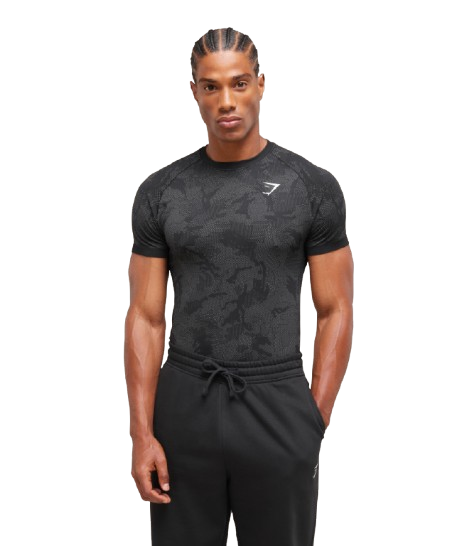 Gymshark Geo Seamless T Shirt Black/charcoal Grey