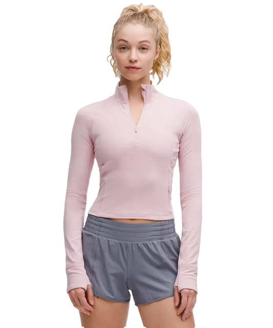 Lululemon It's Rulu Cropped Half Zip Updated Pink Haze
