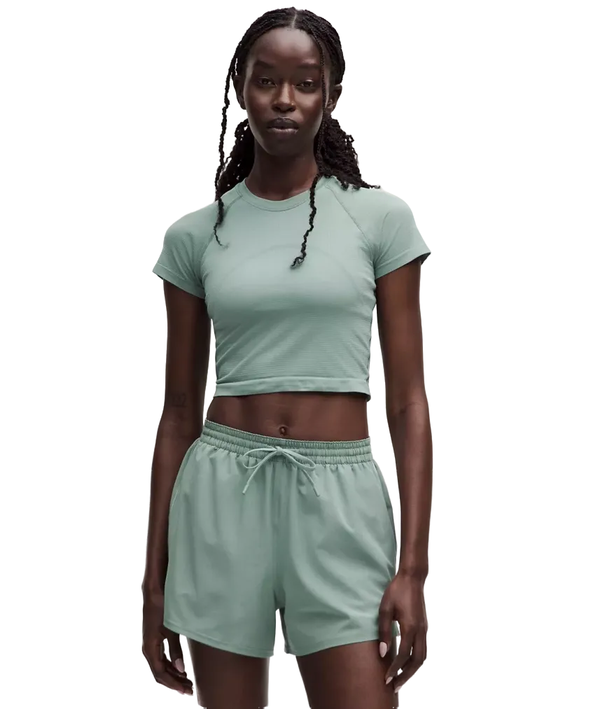 Lululemon Swiftly Tech Cropped Short Sleeve Shirt 2.0 Crater Blue