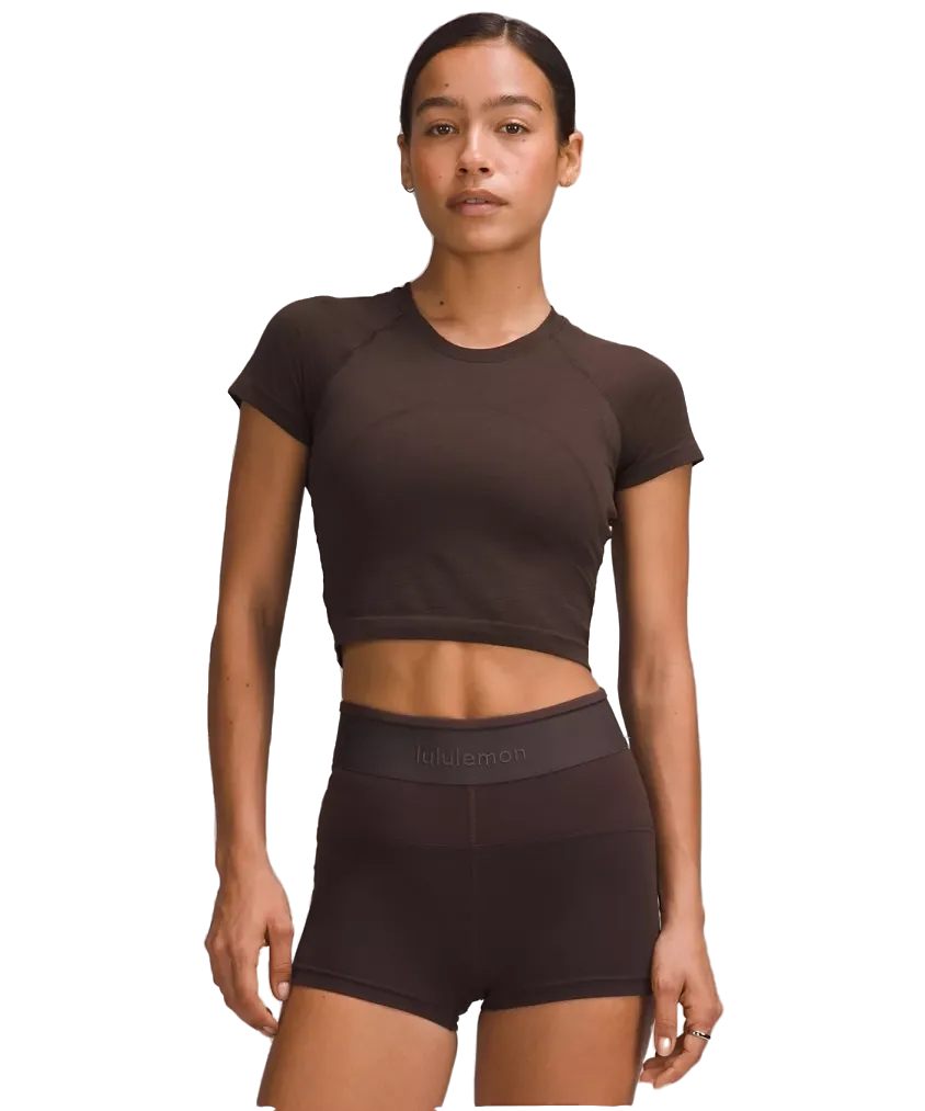 Lululemon Swiftly Tech Cropped Short Sleeve Shirt 2.0 Espresso