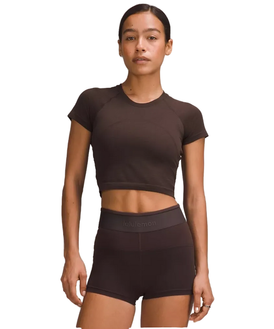 Lululemon Swiftly Tech Cropped Short Sleeve Shirt 2.0 Espresso