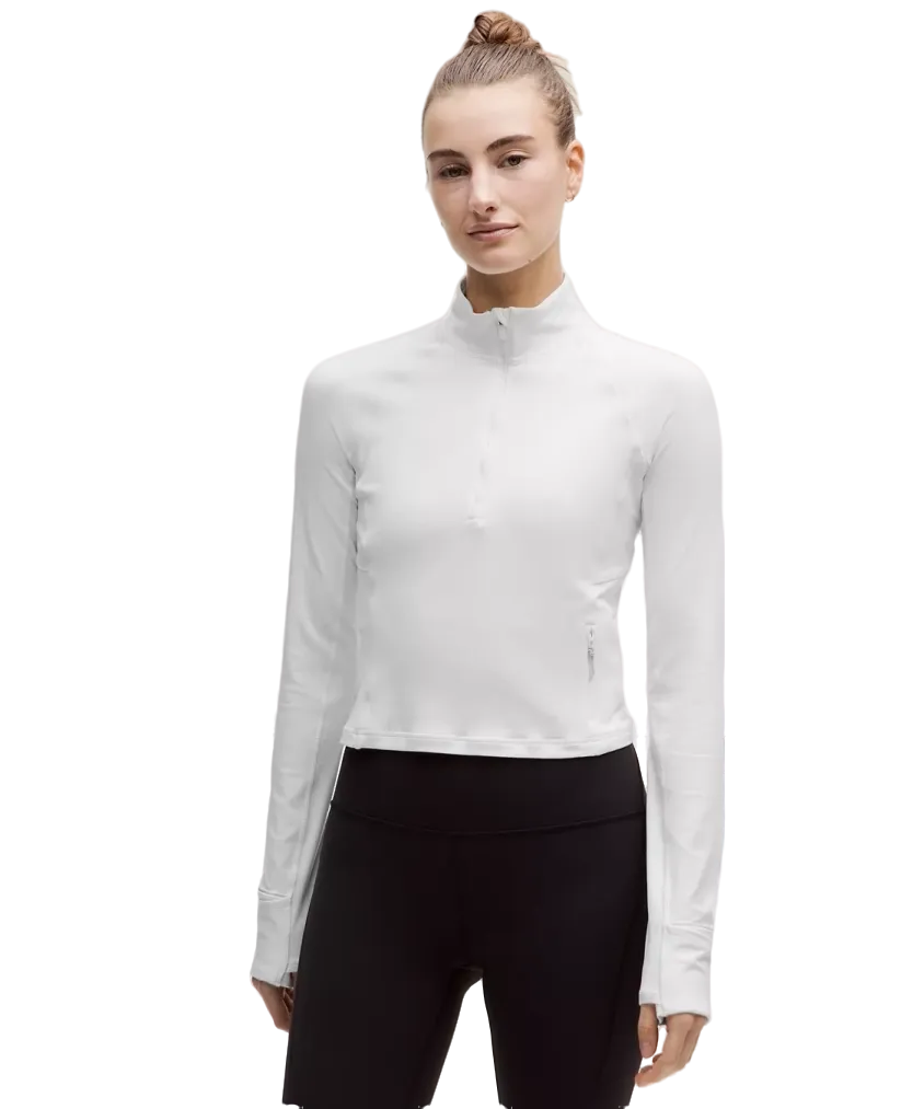 Lululemon It's Rulu Cropped Half Zip Updated White