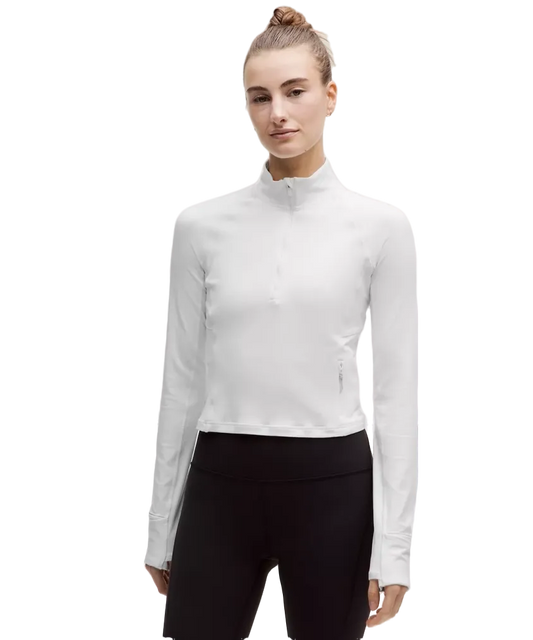 Lululemon It's Rulu Cropped Half Zip Updated White