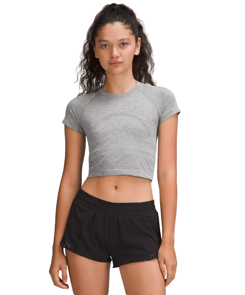 Lululemon Swiftly Tech Cropped Short Sleeve Shirt 2.0 Lululemon Swiftly Tech Cropped Short Sleeve Shirt 2.0 Slate/white
