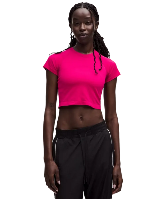 Lululemon Swiftly Tech Cropped Short Sleeve Shirt 2.0 Passionate