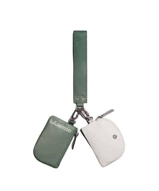 Lululemon Dual Pouch Wristlet Grey Eucalyptus/bone