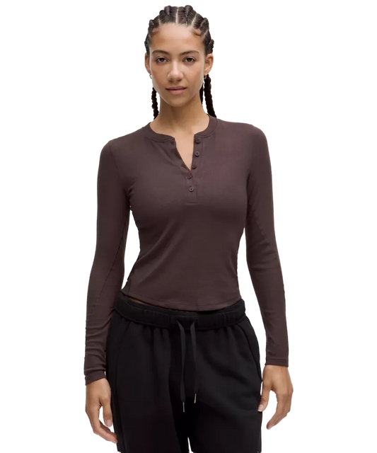 Lululemon Hold Tight Long Sleeve Henley Sheer Oak