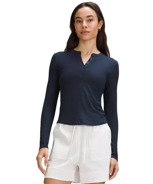 Lululemon Hold Tight Long Sleeve Henley True Navy