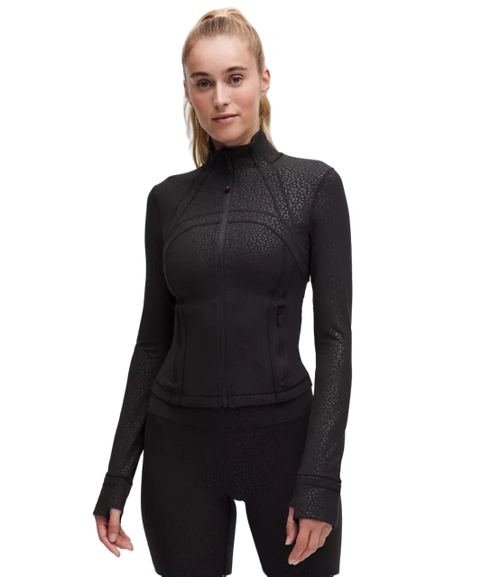 Lululemon Define Cropped Jacket Nulu Leopard Daisy Emboss Black