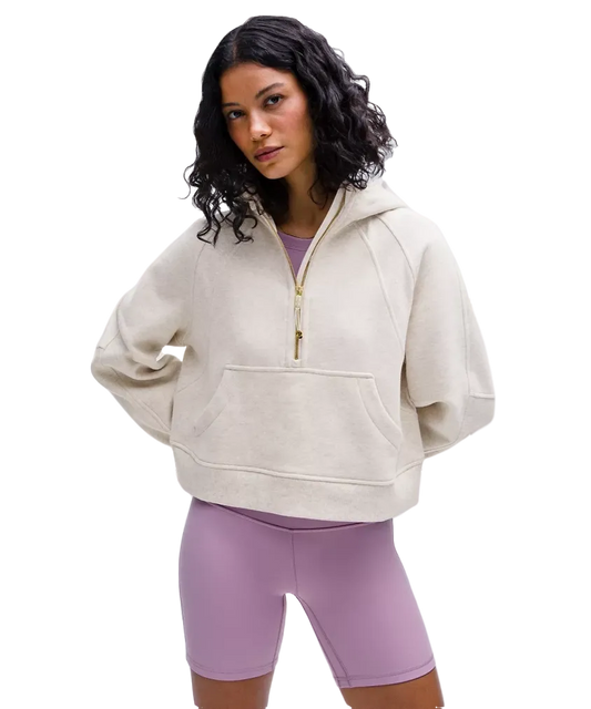 Lululemon Scuba Oversized Half Zip Hoodie Heathered Bone/gold