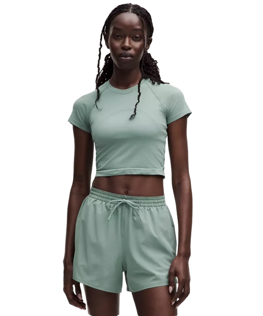 Lululemon Swiftly Tech Cropped Short Sleeve Shirt 2.0 Crater Blue