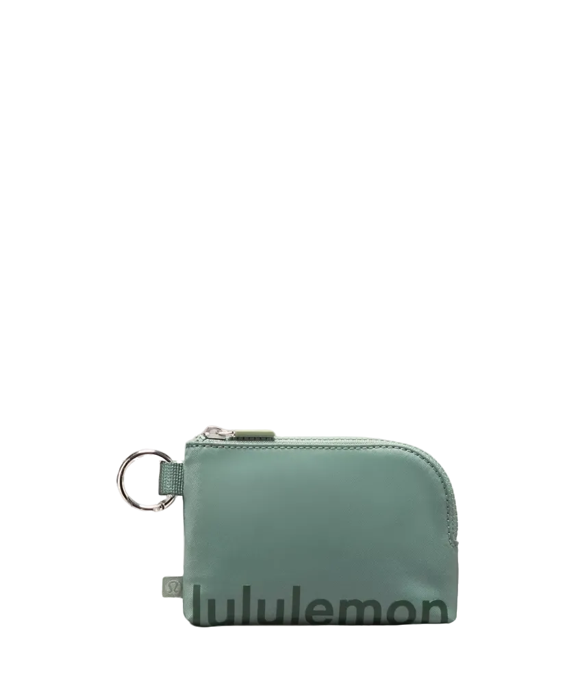 Lululemon Clippable Card Pouch Grey Eucalyptus/legacy Green