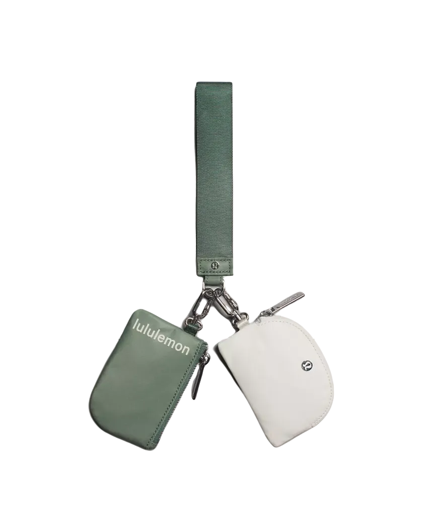 Lululemon Dual Pouch Wristlet Grey Eucalyptus/bone
