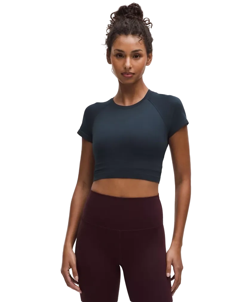 Lululemon Swiftly Tech Cropped Short Sleeve Shirt 2.0 True Navy